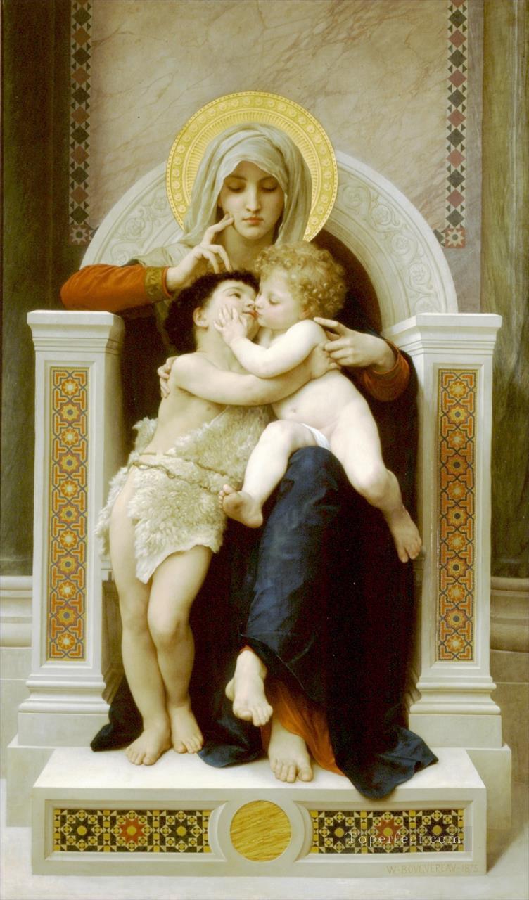 La Vierge LEnfant Jesus et Saint Jean Baptiste Realism William Adolphe Bouguereau Oil Paintings